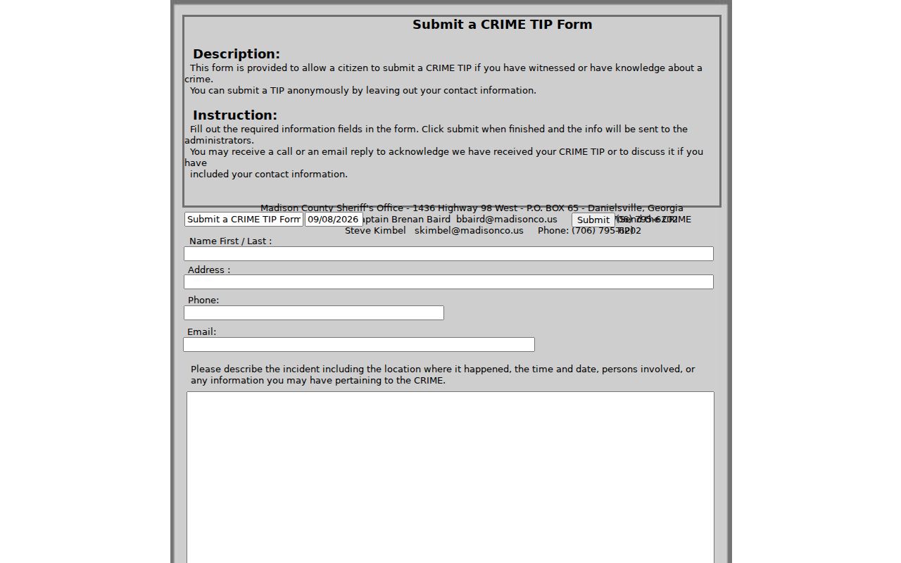 Madison County most wanted tip submission form