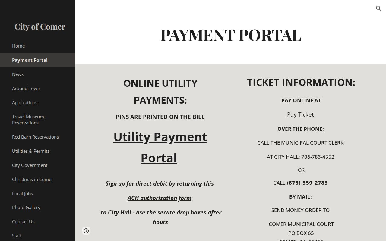 Comer payment routes for a Madison County traffic citation