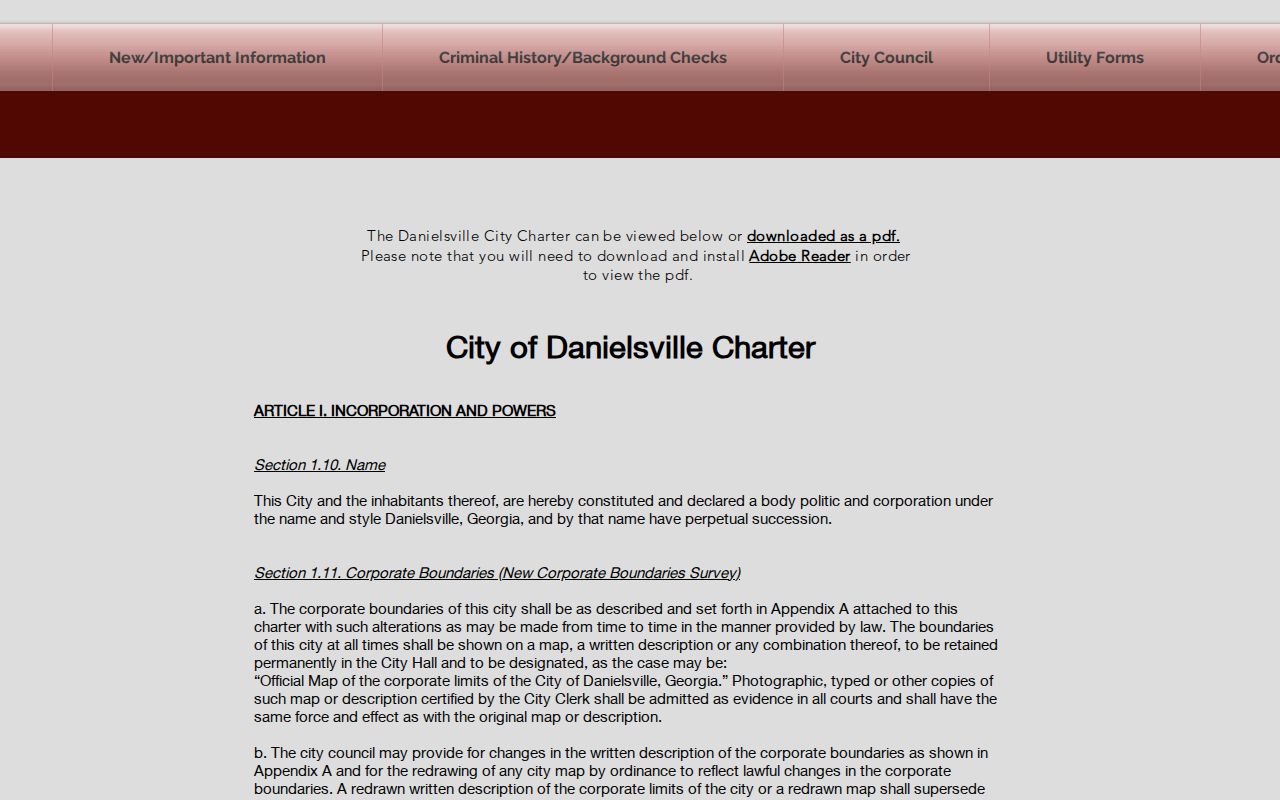 Danielsville charter authority for Madison County traffic warrants