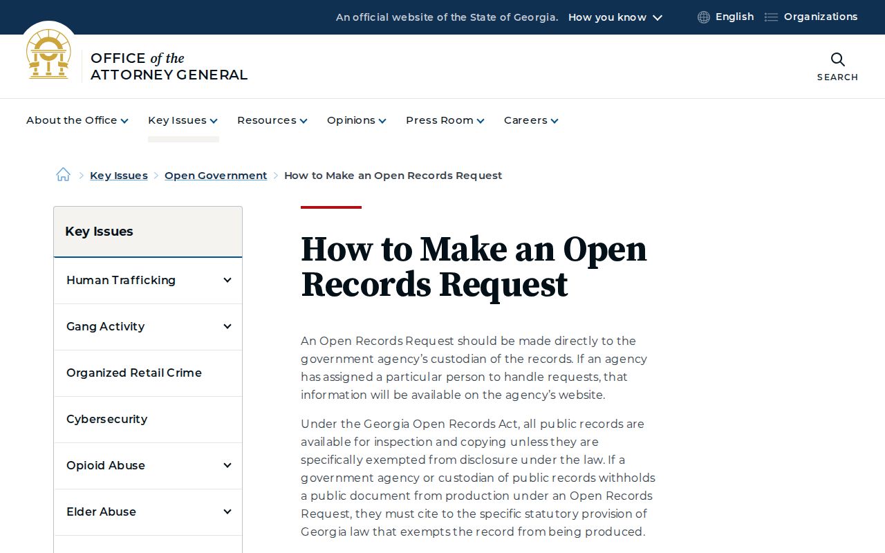 Georgia open records request guidance for Madison County warrant records