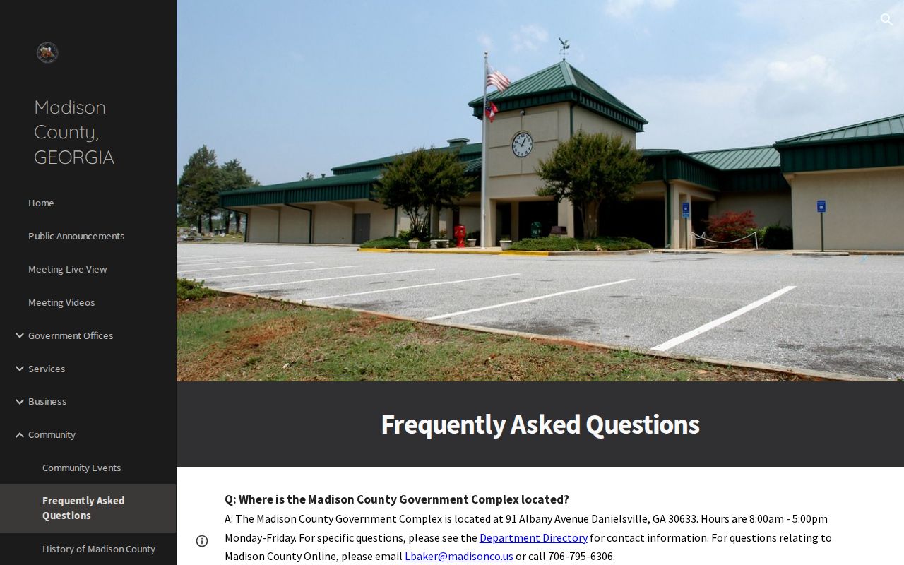 Madison County warrant records Government Complex information